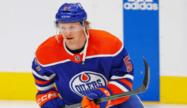 Edmonton Oilers forward James Hamblin (57) skates against the Anaheim Ducks at Rogers Place. Mandatory Credit: Perry Nelson-Imagn Images