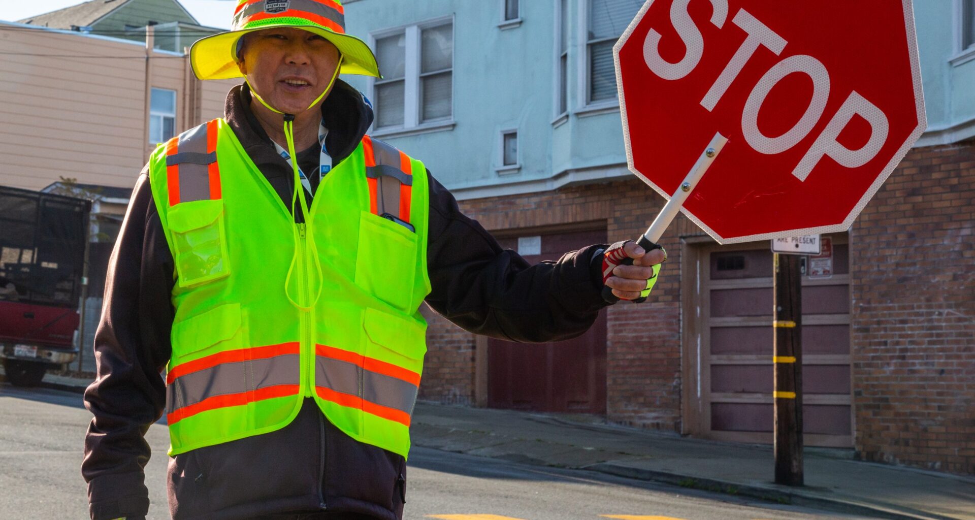 Leland Pon, an Excelsior crossing guard