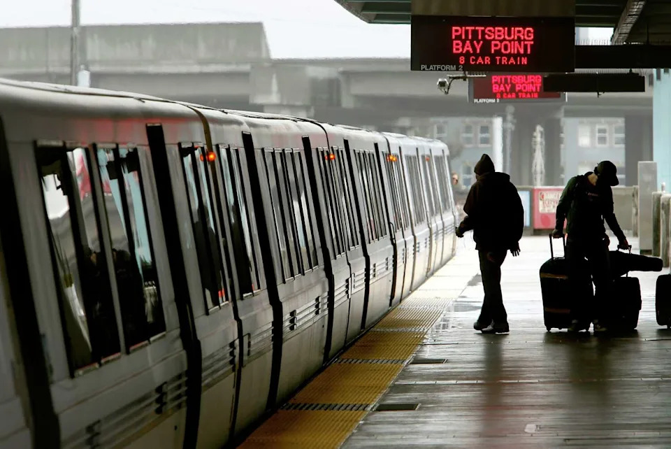BART trains, like this one at the West Oakland station in 2012, are often delayed during rain events. (Michael Macor/SFC)
