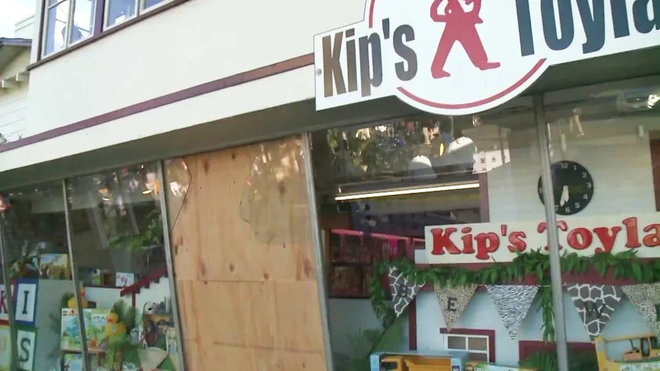 The masked suspect smashed a display window Kip's Toyland at the Original Farmer's Market and escaped with thousands of dollars worth of expensive Lego toy sets on Feb. 21, 2026. (Kip's Toyland)