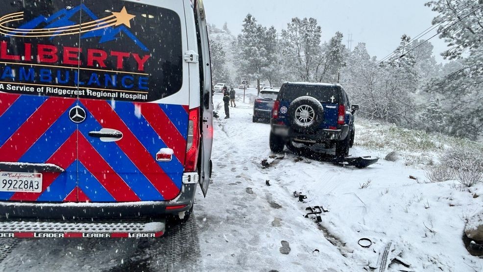 Cleanup is underway after a multi-vehicle crash on Highway 155 Thursday morning amid heavy snowfall. PHOTO: KBAK/KBFX