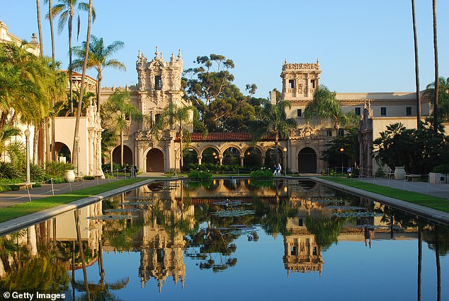 Balboa Park in reflection, San Diego, where all 12 lots had a hefty parking fee implemented