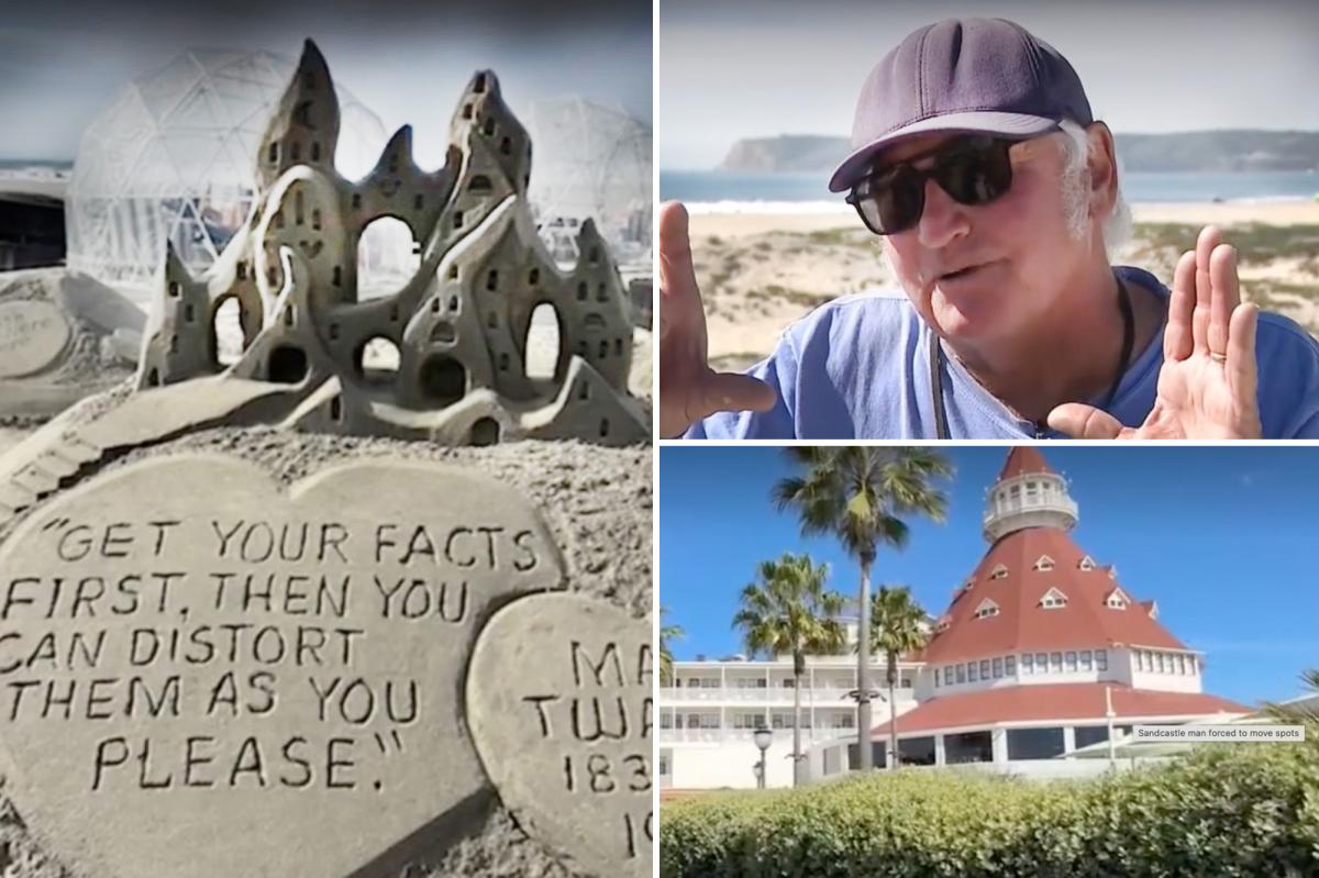Beloved sandcastle sculptor banned by San Diego luxury hotel over 'political messages'