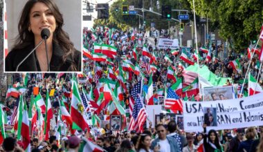 Iran crown princess Noor Pahlavi joins massive anti-regime protest in DTLA