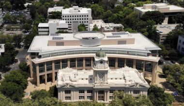 The old and new buildings of Sacramento’s City Hall stand downtown on July 12, 2018.