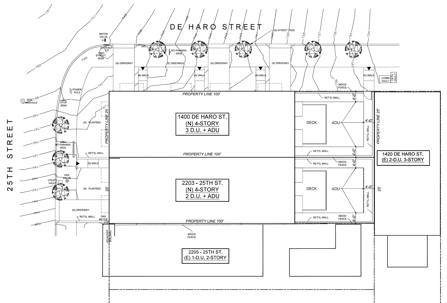1400 De Haro Street and 2203 25th Street site map, illustration by L.A. Paul & Associates
