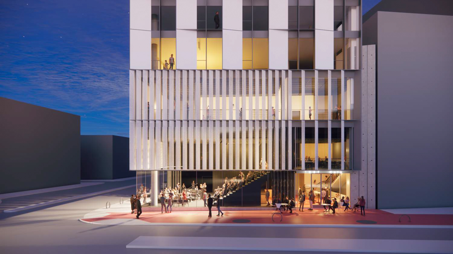 1687 Market Street view of the three-story artists space, rendering by Mark Cavagnero Associates