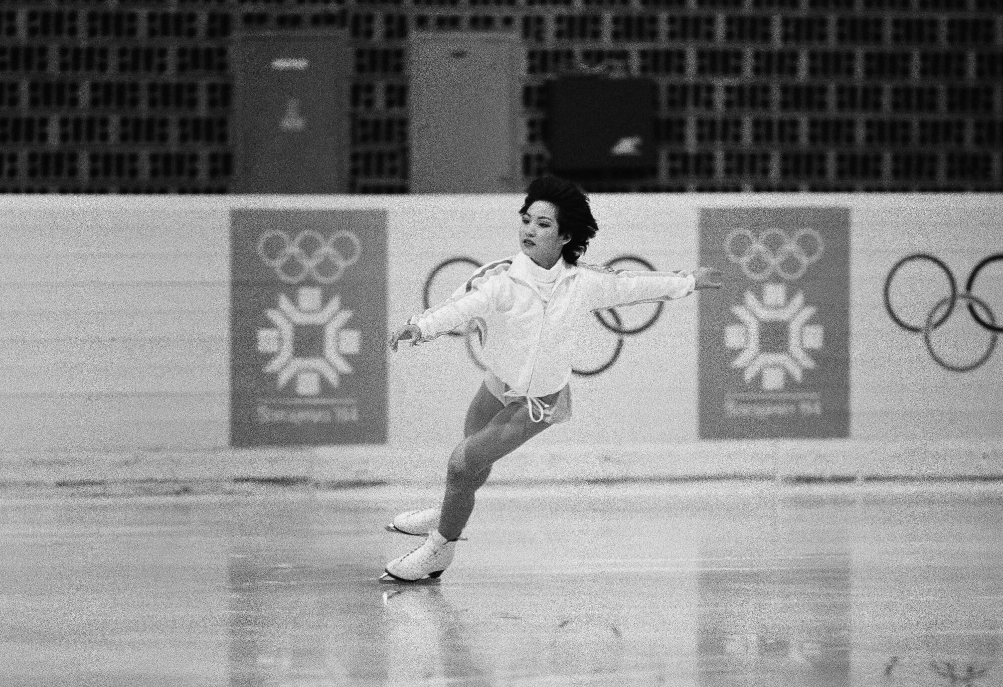 Tiffany Chin practices at the Skenderija rink during the 1984 Sarajevo Olympics.