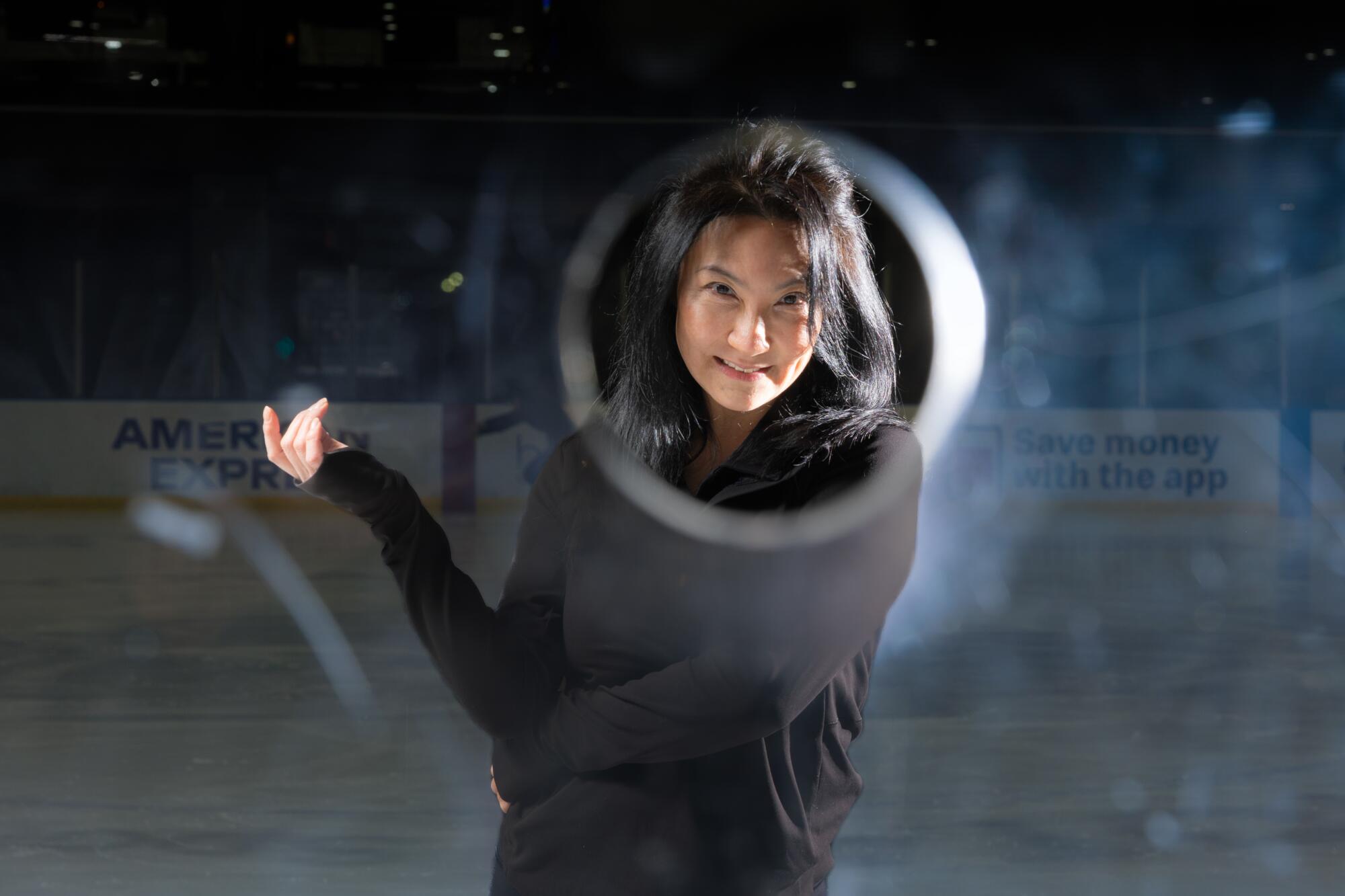 Tiffany Chin stands on the ice at the Toyota Sports Performance Center.
