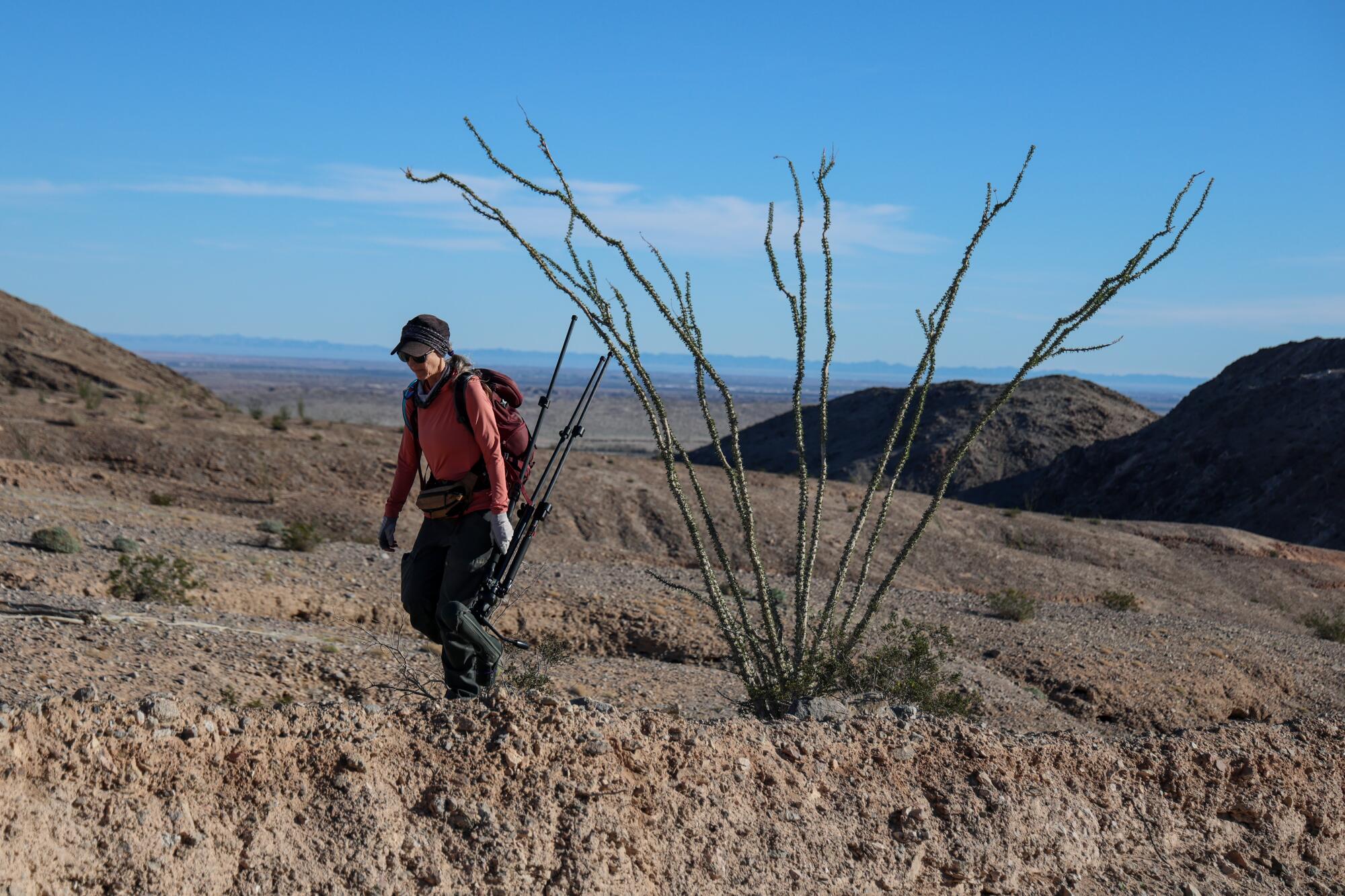 Janene Colby hikes in Skull Valley. 