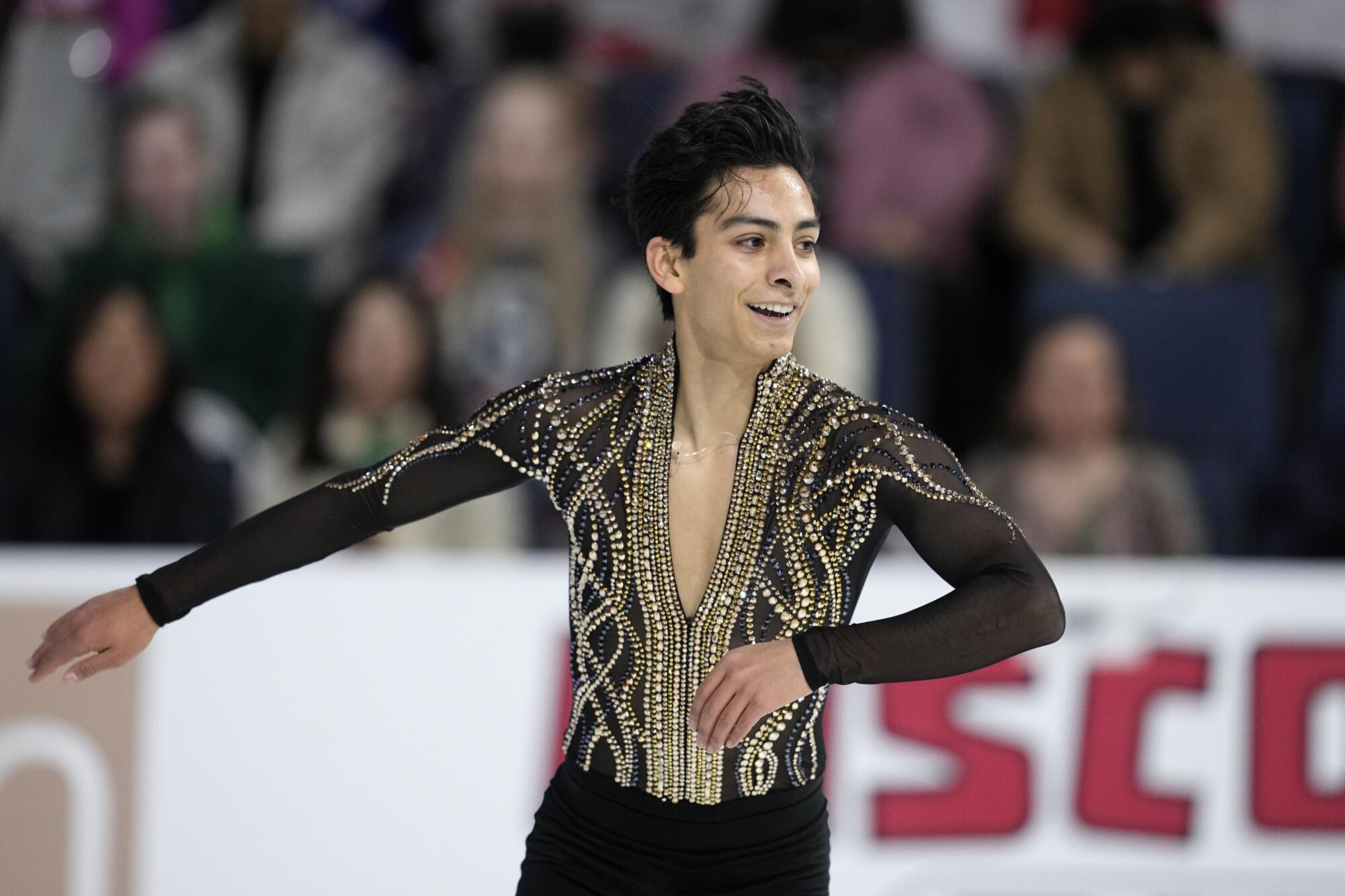 Donovan Carrillo competes in the men's short program at Skate America in October 2024.