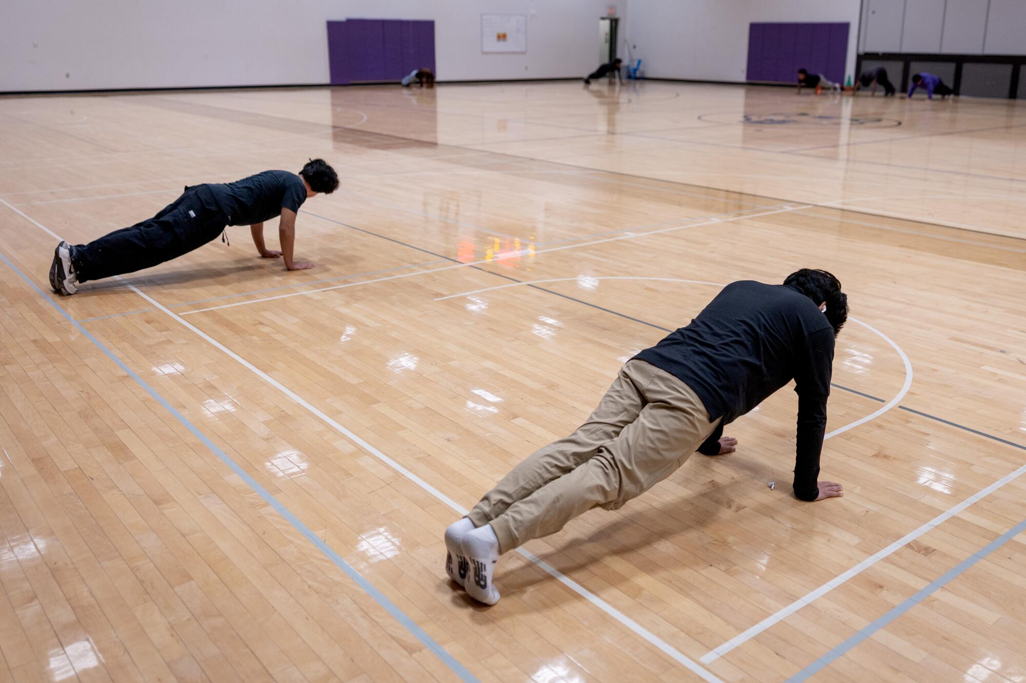 Students take part in gym class