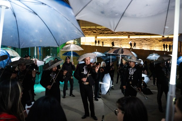 A mariachi band performs during Invisible Skies San Jose at City Hall in San Jose, Calif., on Saturday, Jan. 31, 2026. (Thien-An Truong for Bay Area News Group)