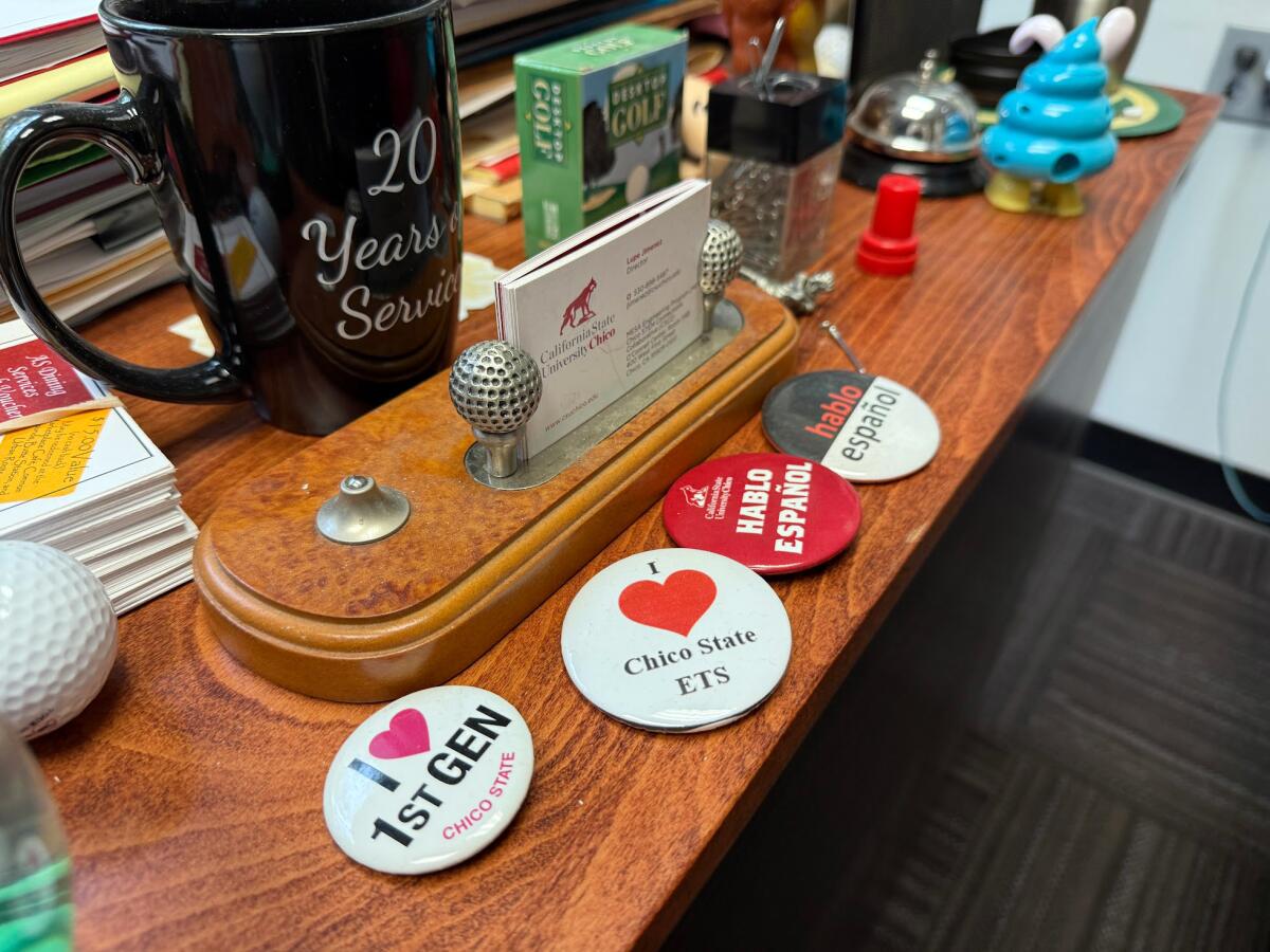 Lupe Jimenez says he tries to make Latino students feel welcome on campus and in his office.