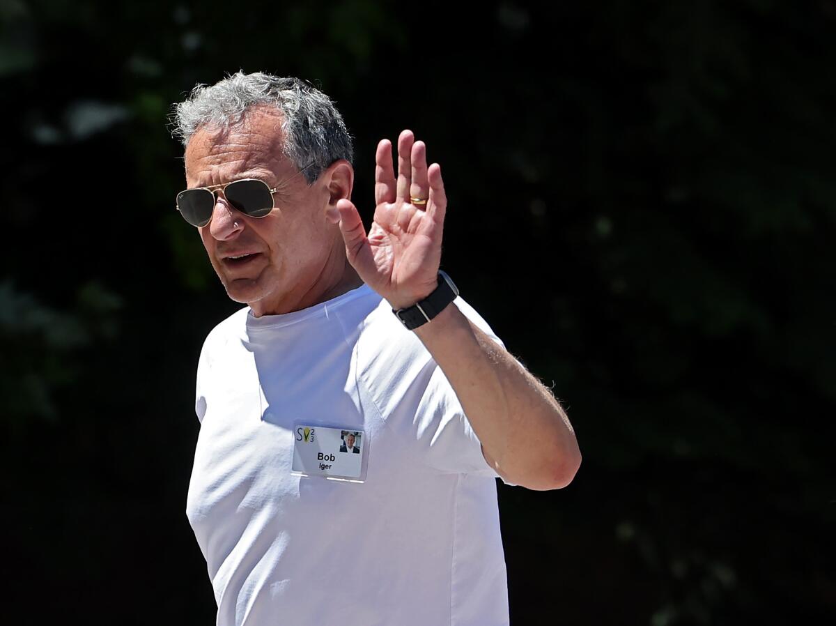 Bob Iger arrives at the Sun Valley Lodge for the Allen & Company conference on July 11, 2023 in Sun Valley, Idaho. 
