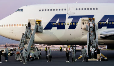 Photos: Patriots, Seahawks arrive at San Jose airport for Super Bowl week