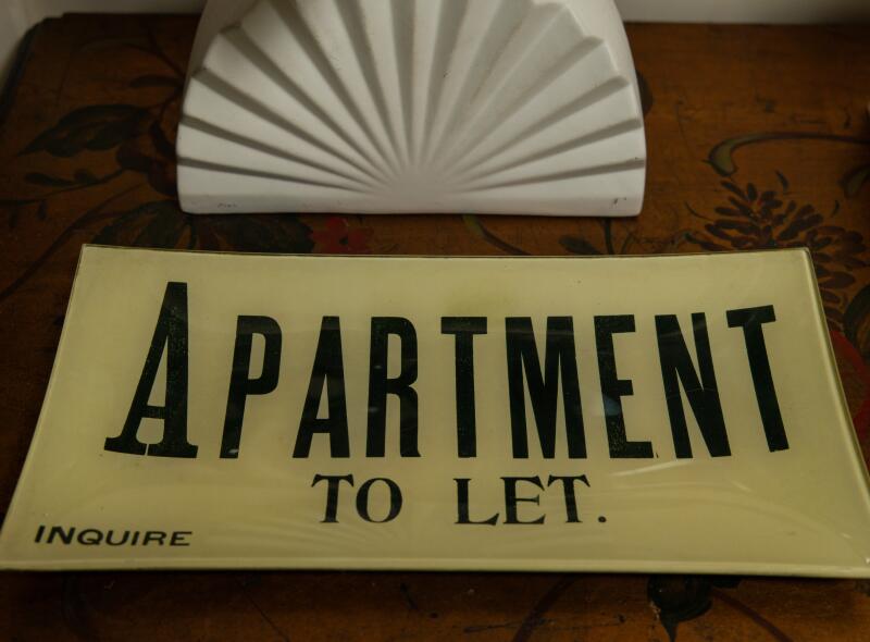 A tray from Facebook Marketplace sits in the entryway.