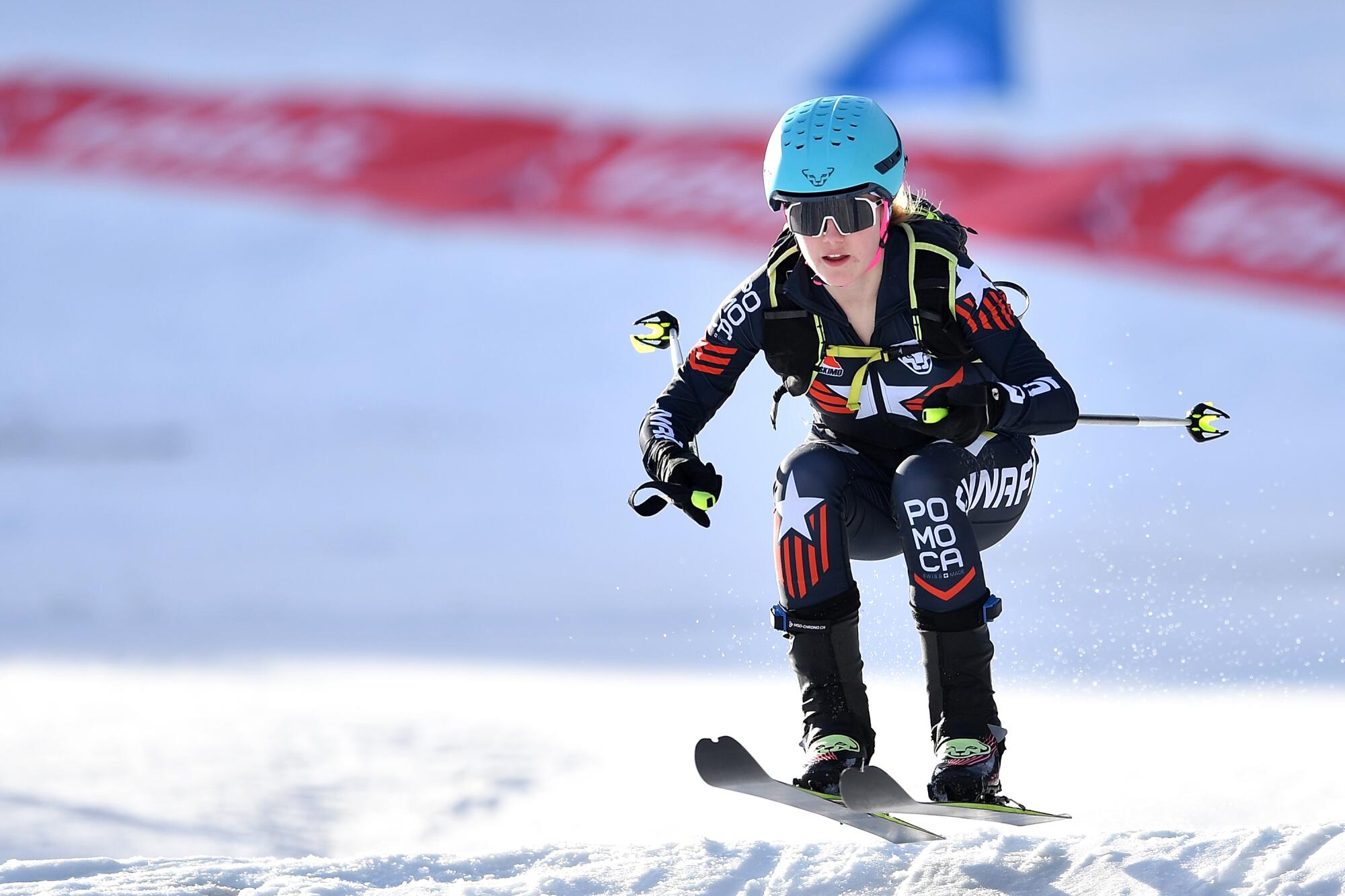 Leys Carson of the United States competes in the ISMF ski mountaineering world championships in March 2025.