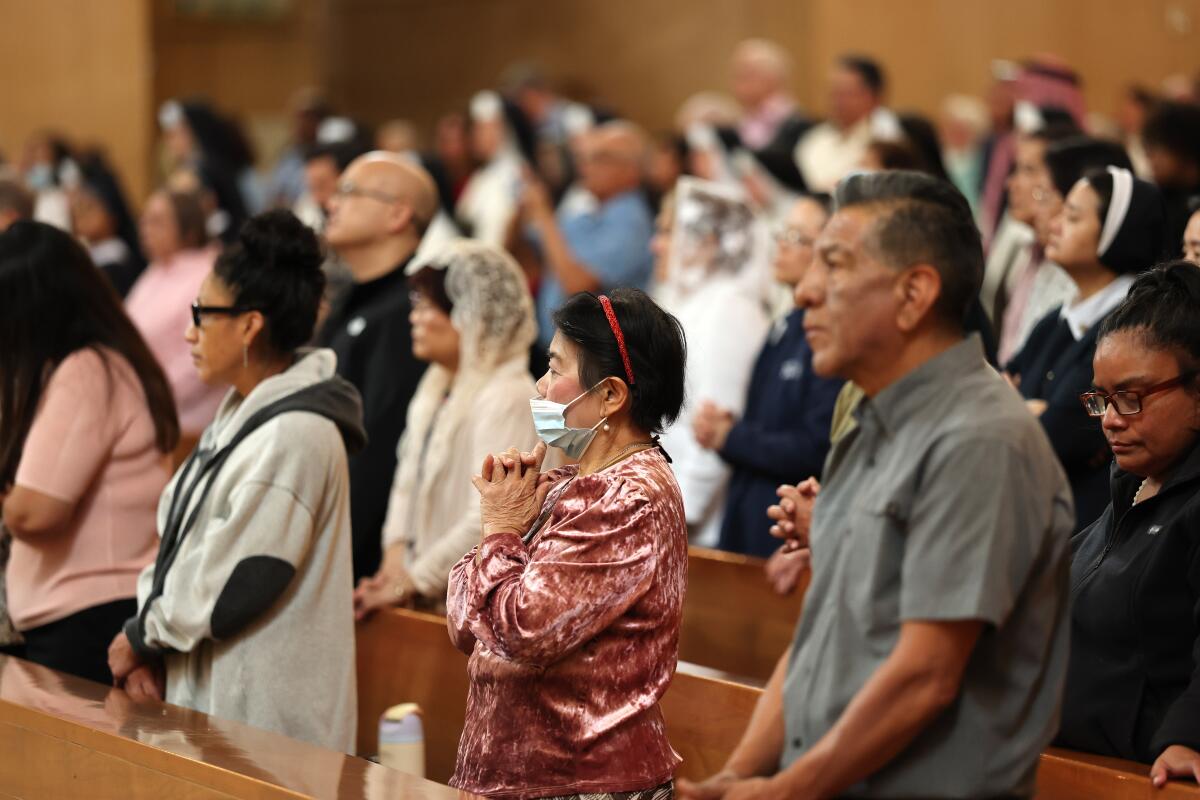 Parishioners fill church pews