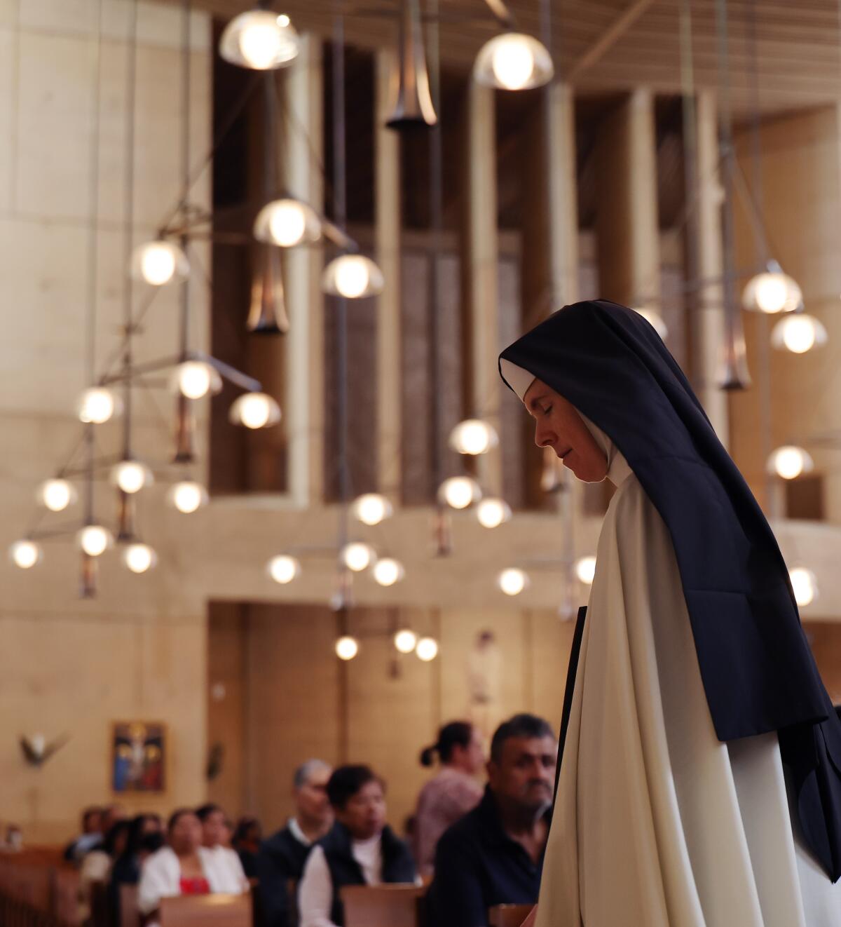 A nun at the Cathedral of Our Lady of the Angels