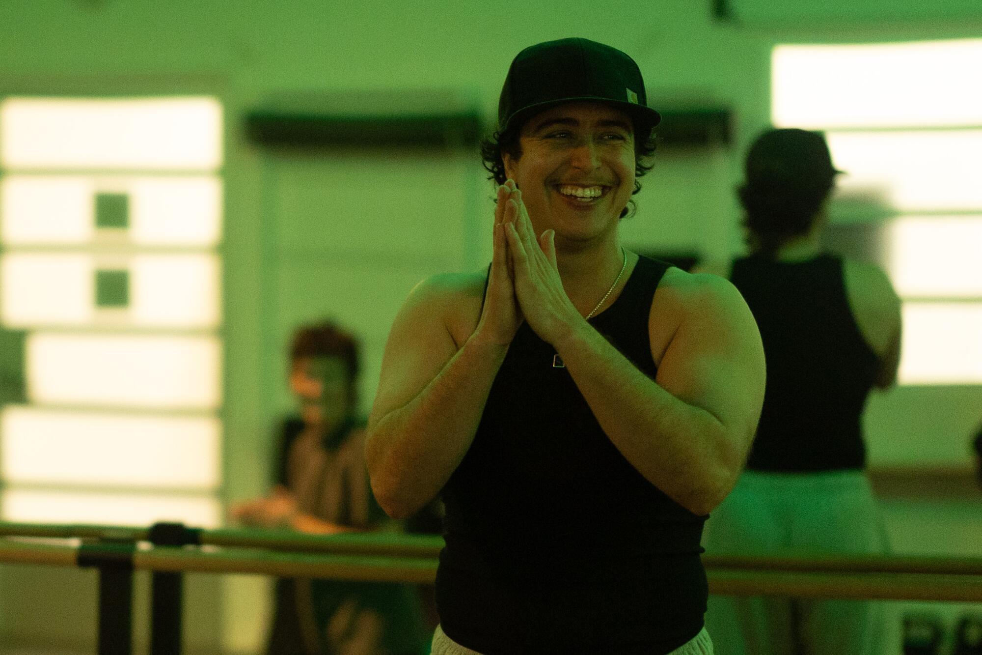 Everybody Gym trainer Sonny Koch, 36, smiles after leading a workout class.