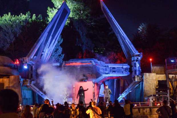 Kylo Ren greets visitors from a TIE Echillion fighter in Star Wars: Galaxy's Edge at Disneyland in Anaheim, CA, on Wednesday, May 29, 2019. (Photo by Jeff Gritchen, Orange County Register/SCNG)