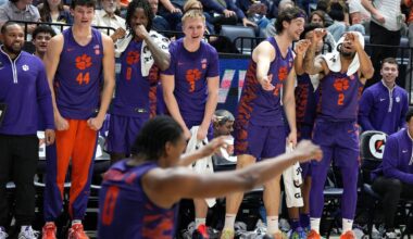 No. 20 Clemson routs California 77-55, ties Duke for first place in ACC