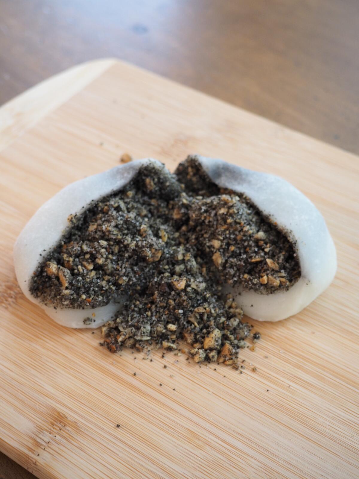 Sesame and peanut mochi from Nuo Mochi. The new Monterey Park shop specialized in giant stuffed mochi.