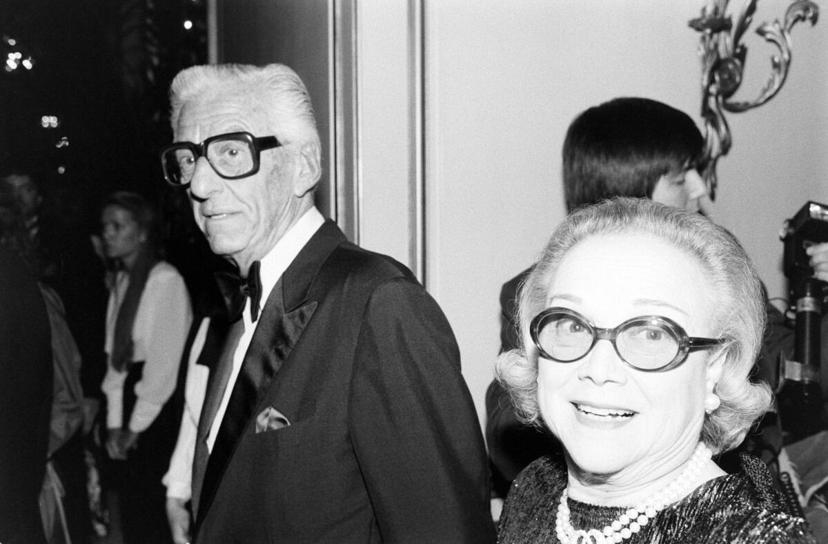 Lew Wasserman and Edie Wasserman attend a party at the Beverly Wilshire Hotel in Beverly Hills, California, on April 20 1984