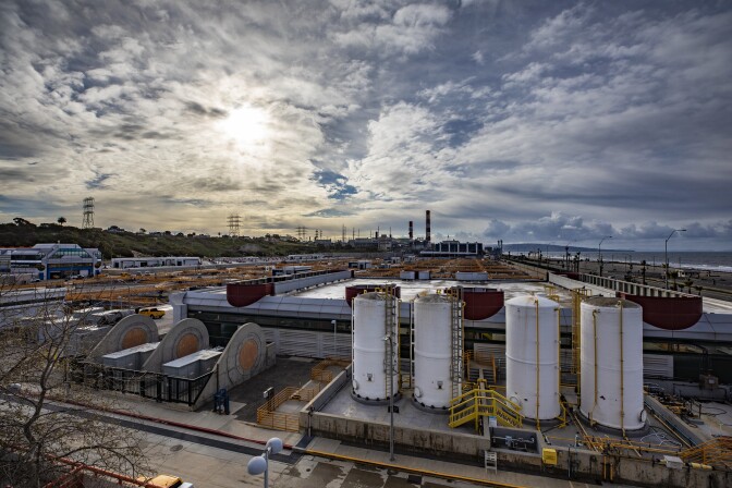 An overhead view of a water reclamation plant.