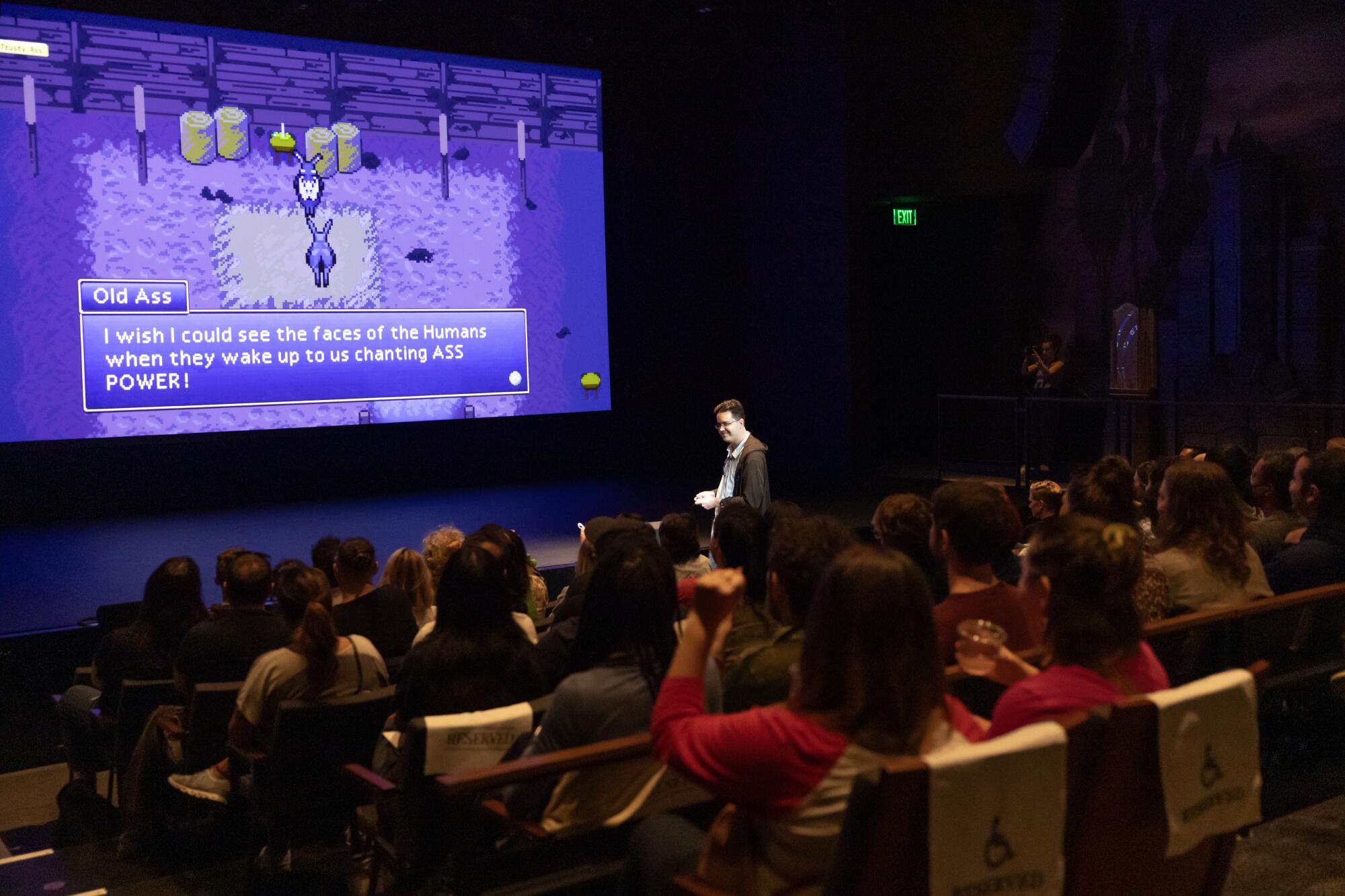 Audiences vote, often by cheering or booing, on choices in "asses.masses."