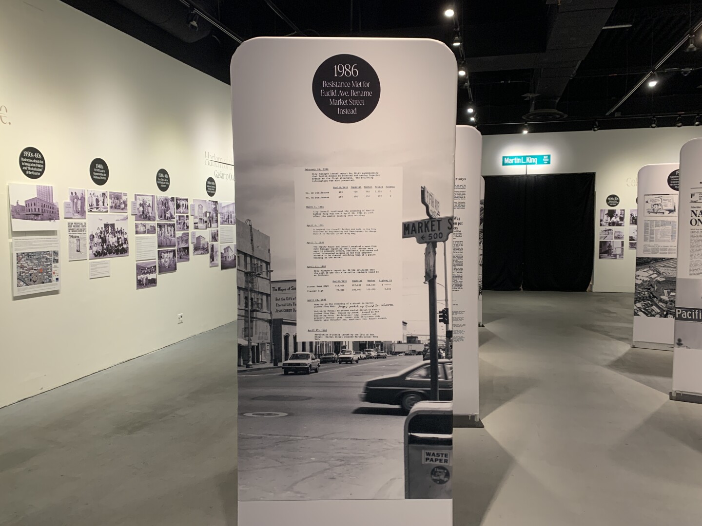 "Resistance Met Euclid Ave. Rename Market St." is shown as part of the "San Diego's Lost Neighborhoods" at the San Diego History Center on Feb. 4, 2026.