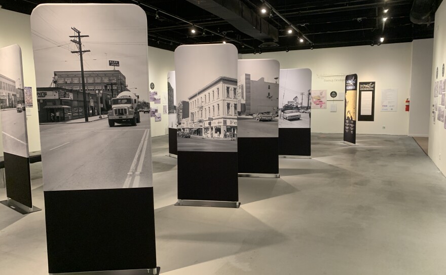 Displays of the exhibit "San Diego's Lost Neighborhoods" are shown at the San Diego History Center on Feb. 4, 2026.