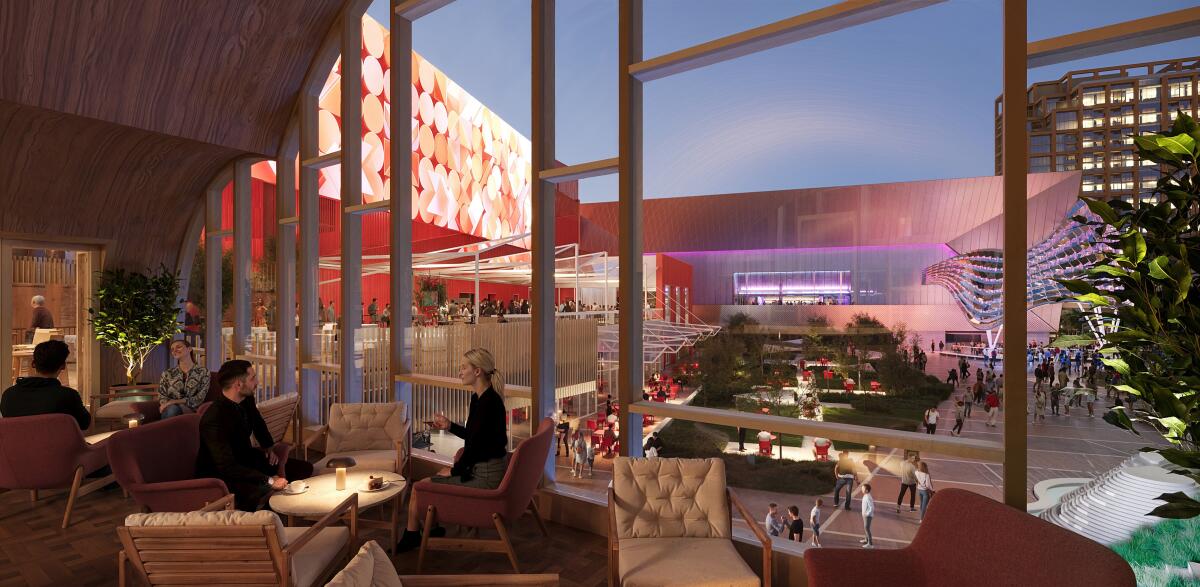 A rendering of Barrel Bar's interior at OCVibe's Katella Commons.