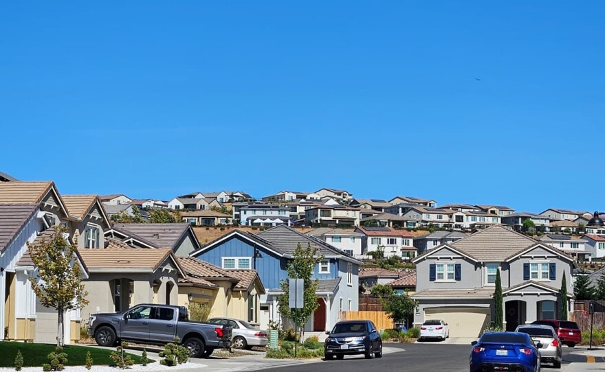 New homes form part of the Folsom Ranch development south of Highway 50 near Alder Creek Elementary School, Aug. 16, 2025.