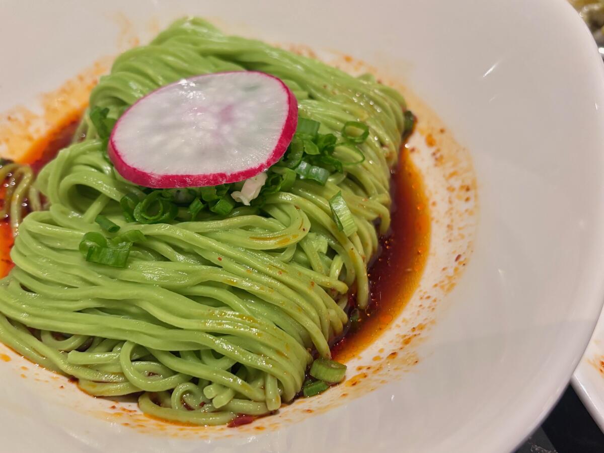 Vegan noodles with spicy sauce at Din Tai Fung at Irvine Spectrum.