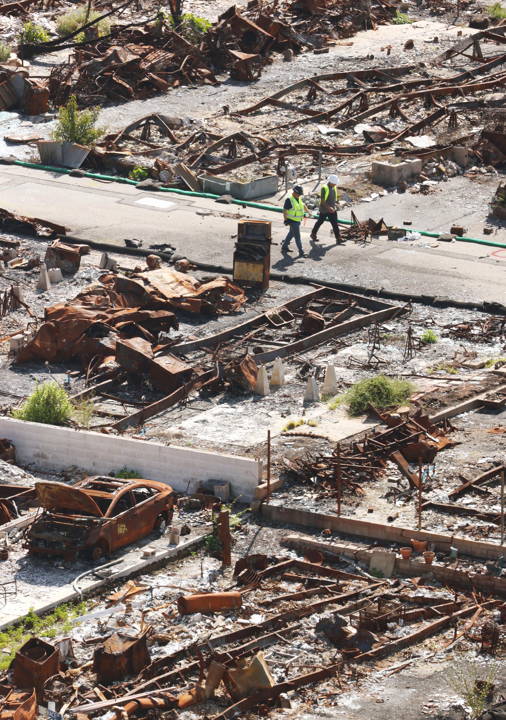 Wildfire debris removal has started at Palisades Bowl Mobile Home Park in Pacific Palisades