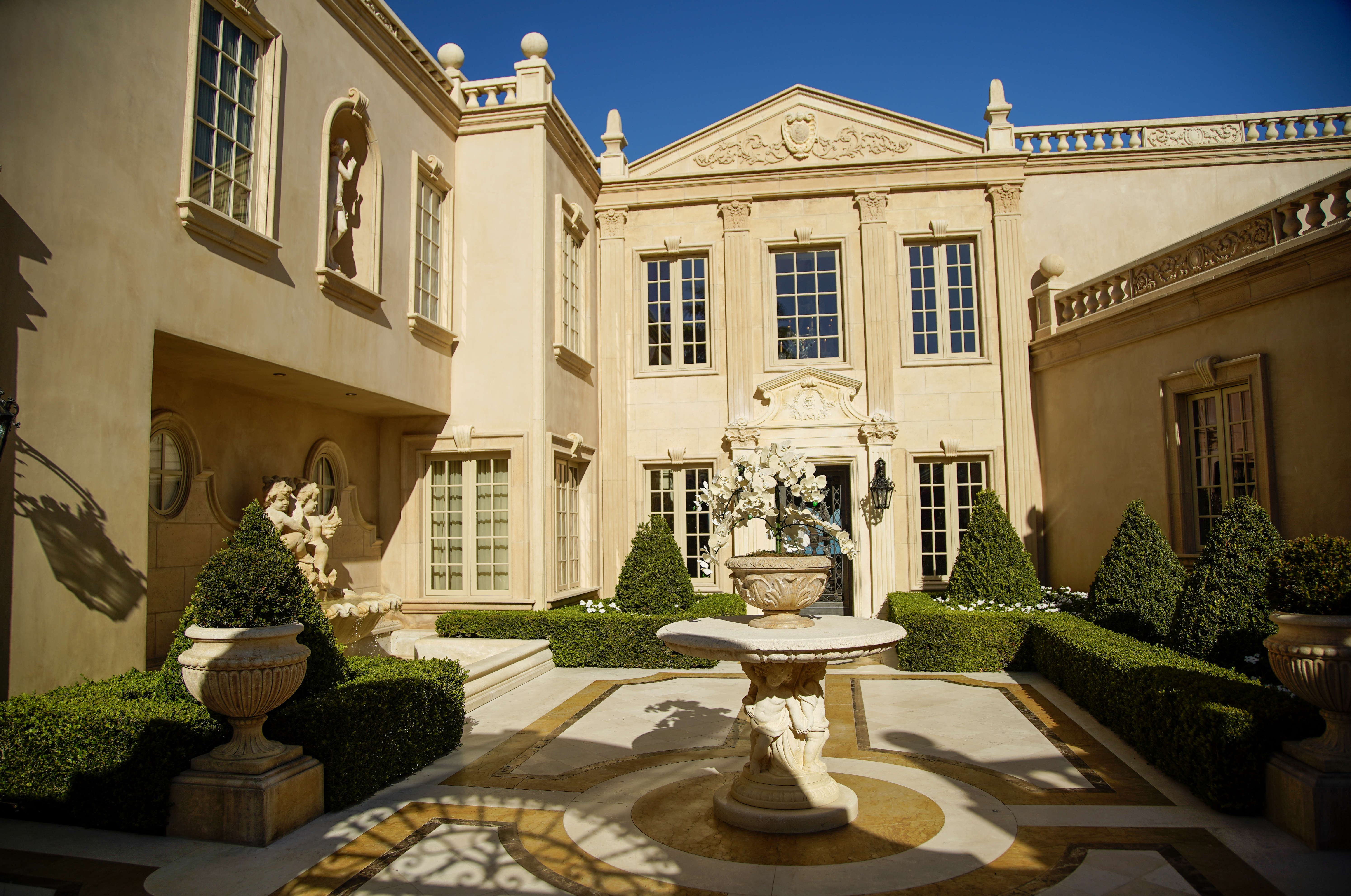 Main entrance of the Sand Castle mansion in La Jolla....