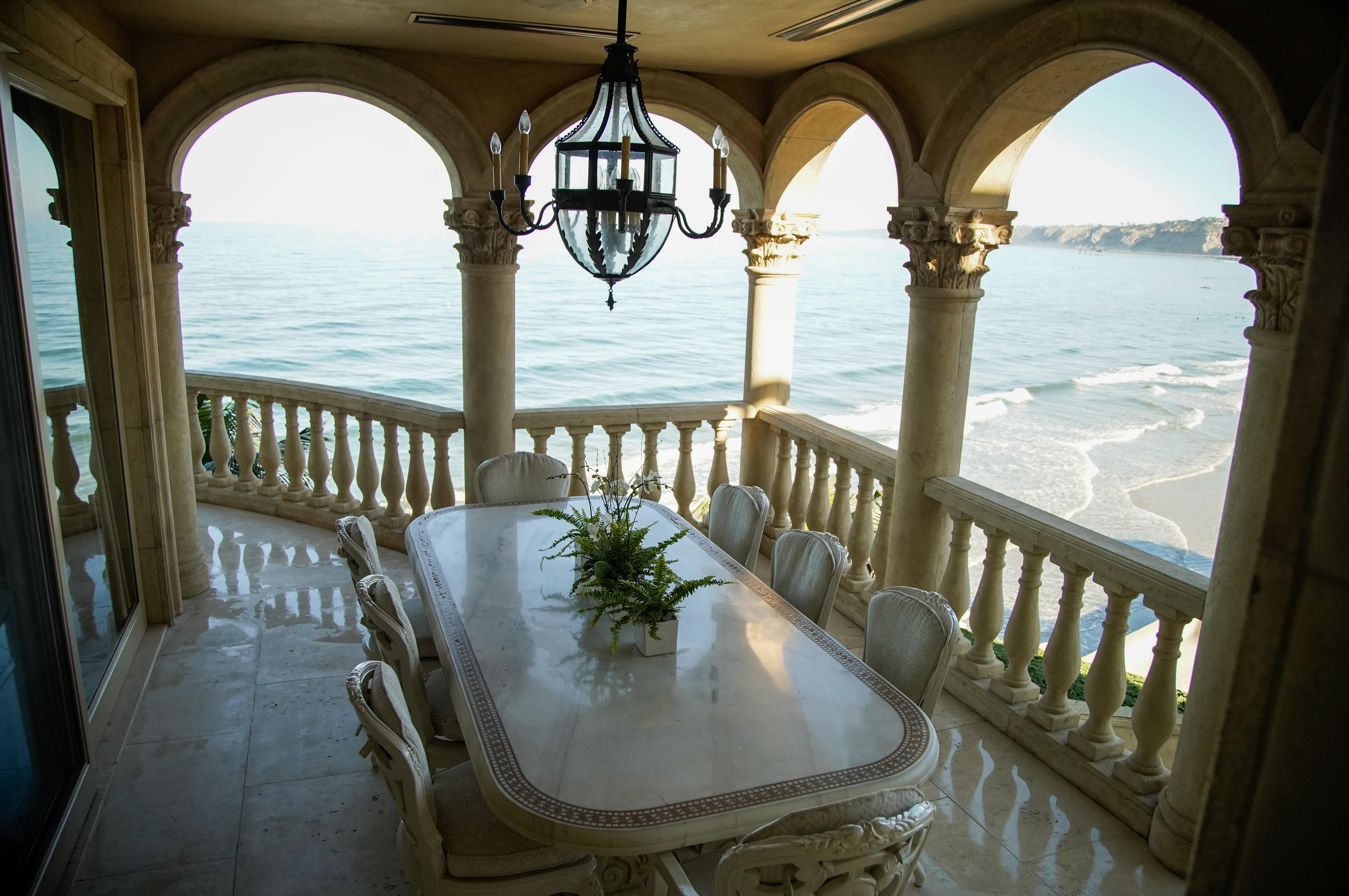 Patio table with a view of the coast at the...