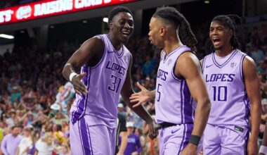 Phoenix, AZ Feb.11, 2026:  The Lopes rally from a 20-point deficit only to fall 64-70 against New Mexico at Global Credit Union Arena. David Kadlubowski/GCU