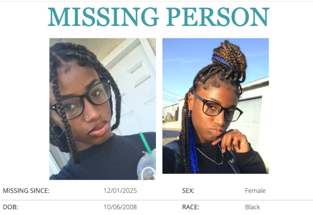 Notice about T'Neya Tovar on the missing-persons website of California's attorney general. 