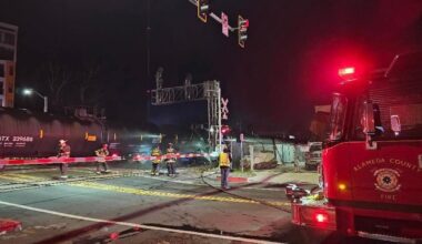 Tanker train crashes into car stopped on tracks in Emeryville