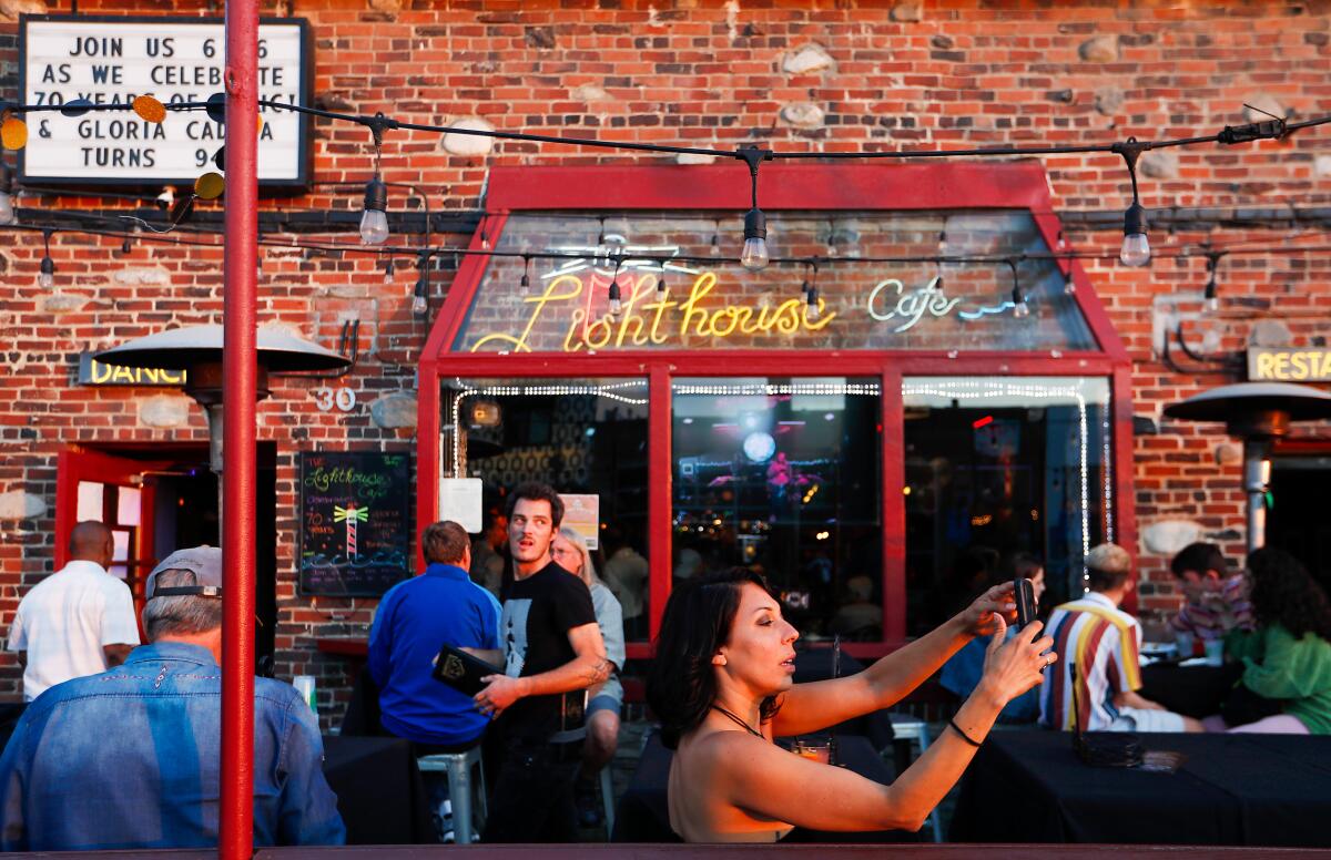 Exterior of the Lighthouse Cafe, a famed music venue.