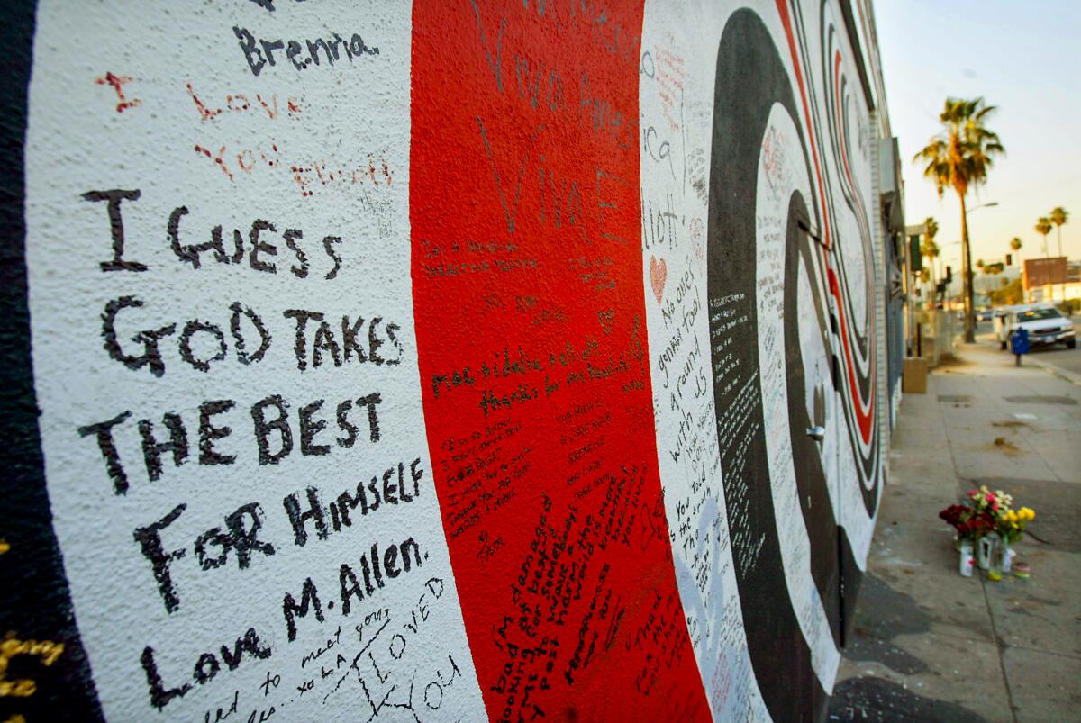 Memorial wall for musician Elliott Smith.