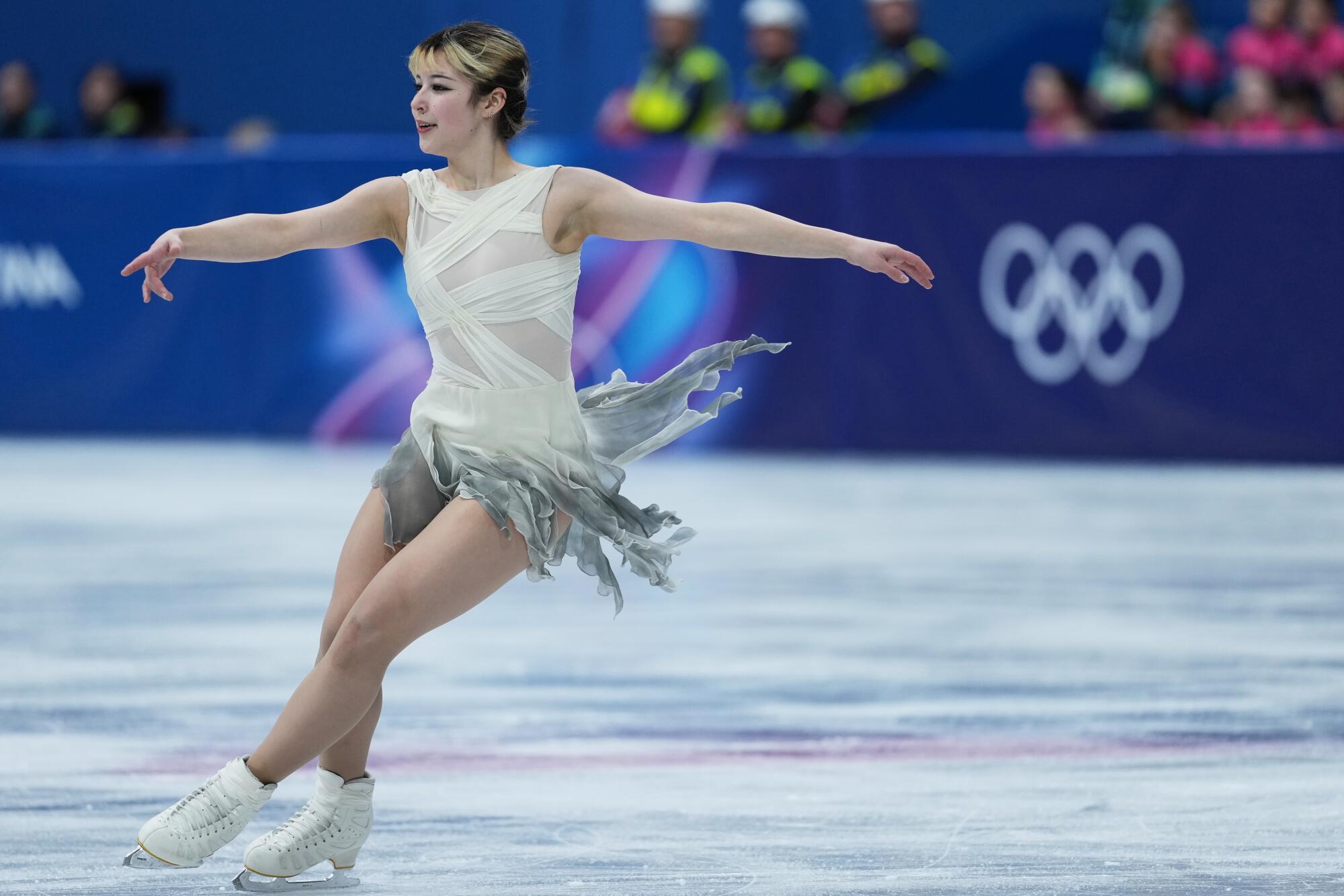 American Alysa Liu competes during the figure skating women's team event at the Winter Olympics in Milan on Feb. 6.