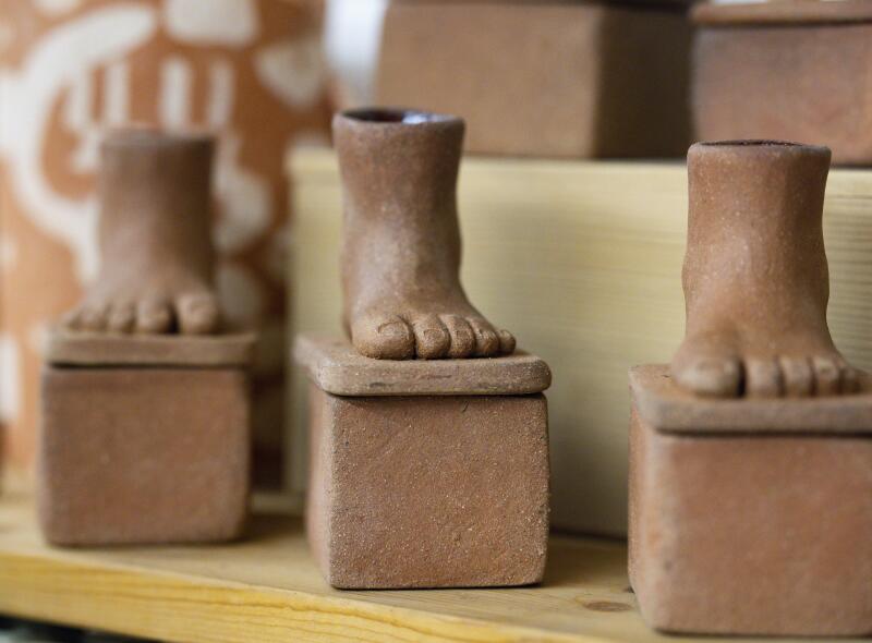 Foot box sculptures by Ako Castuera.