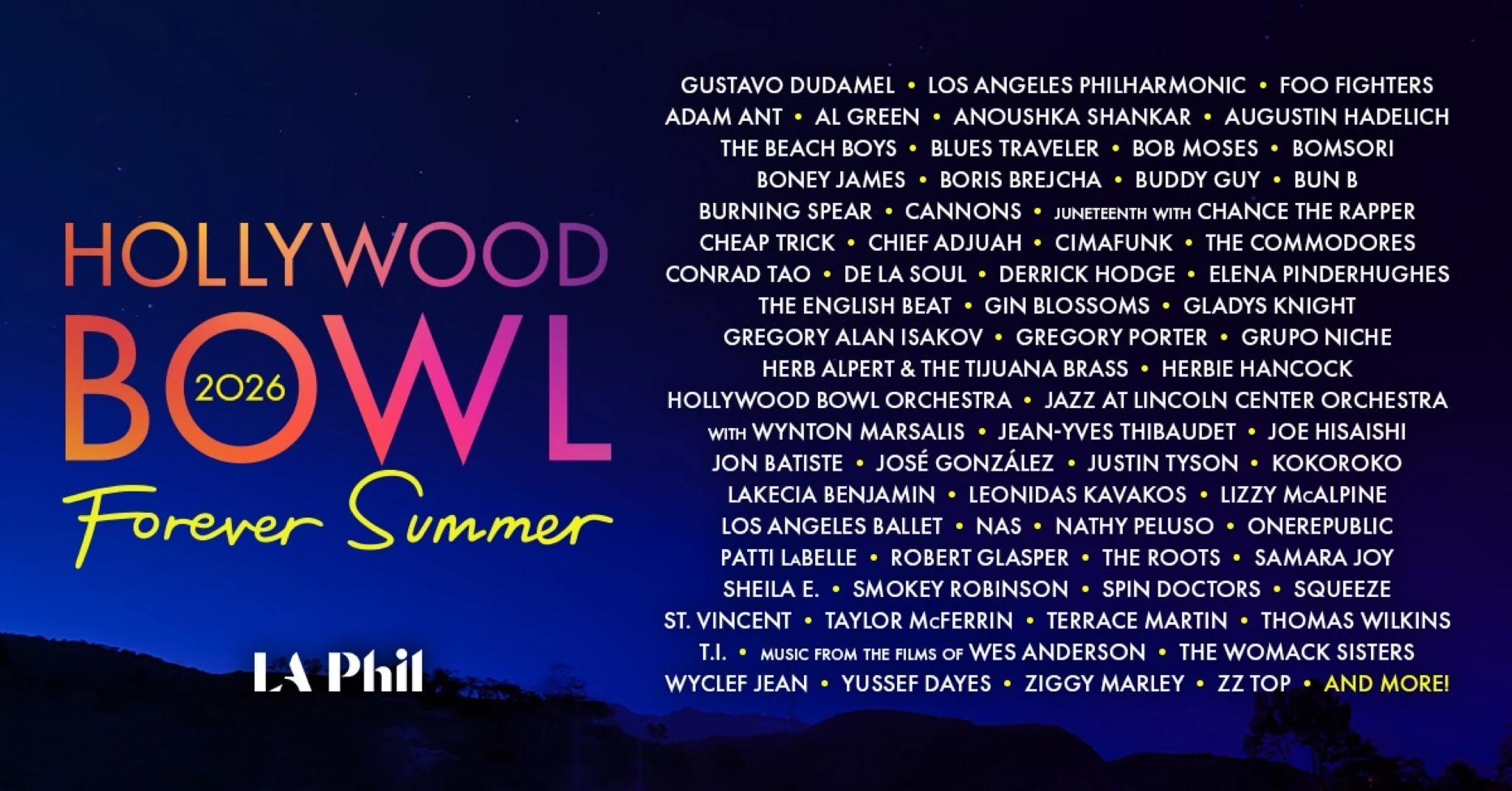 Hollywood Bowl 2026 lineup