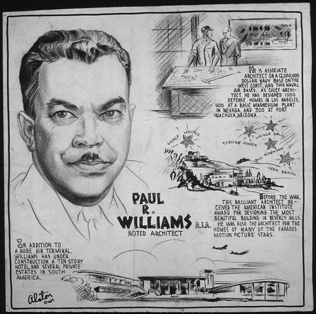 This poster of architect Paul R. Williams was created by artist Charles Alston for the UlS. Office for Emergency Management's Office of War Information, Domestic Operations Branch, in 1943. (Image in the public domain)