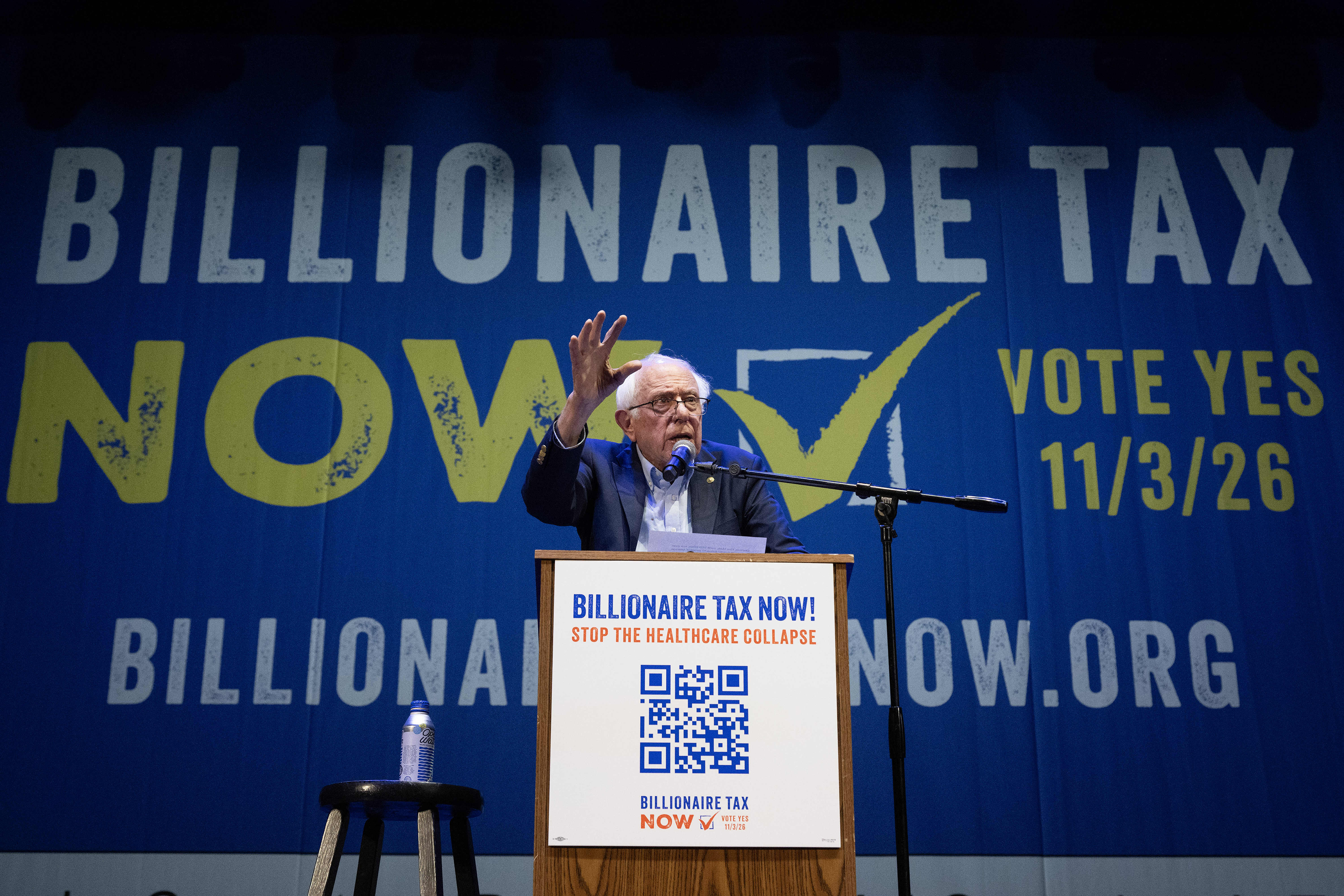 U.S. Sen. Bernie Sanders speaks during a rally in support...