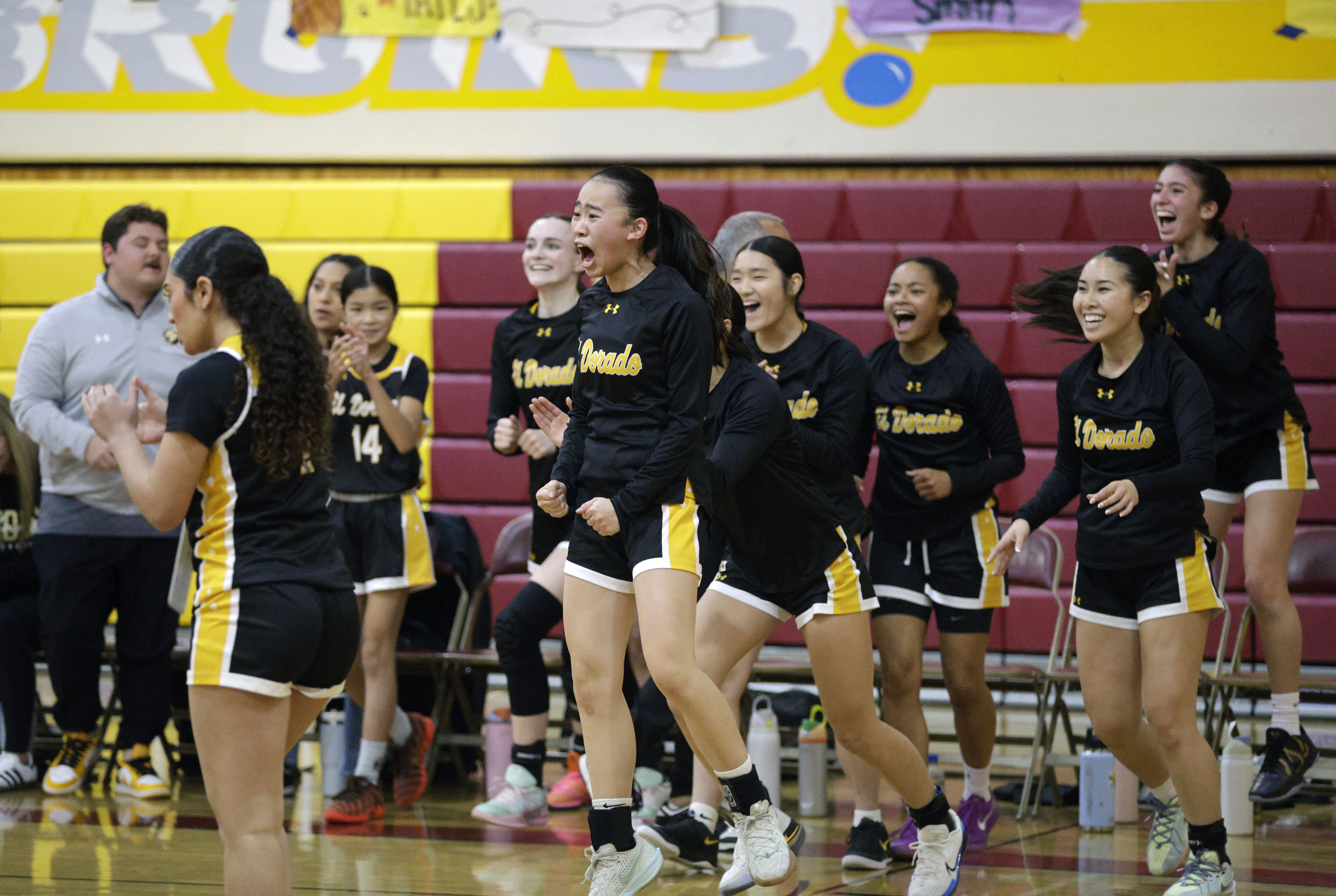 El Dorado girls basketball celebrate their big win over Wilson...